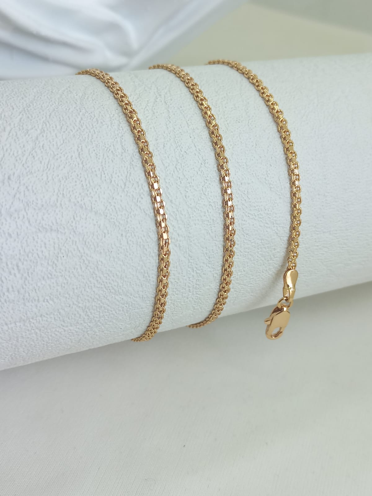 Cadena Tejido Chino Oro Laminado Rose 2.5 mm – 60 cm | Elegancia y Resistencia Garantizada