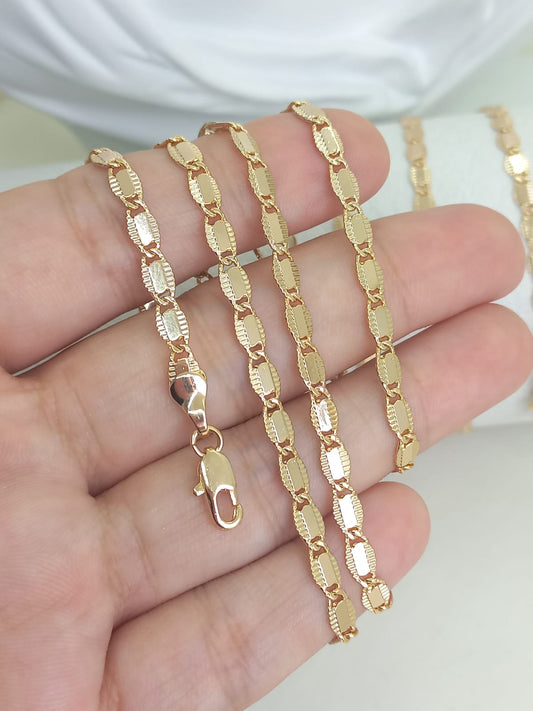Cadena Espejo Rayado Oro Laminado 3.5 mm – 60 cm | Brillo Único y Estilo Premium