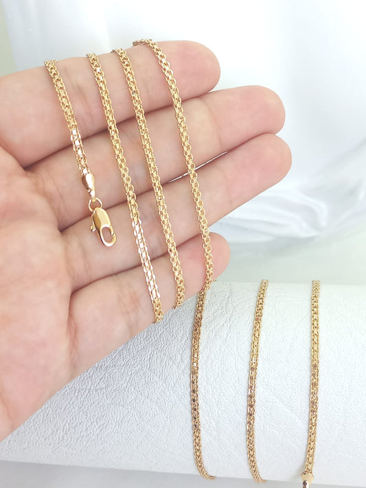 Cadena Tejido Chino Oro Laminado Rose 2.5 mm – 60 cm | Elegancia y Resistencia Garantizada