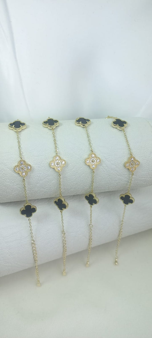 PULSERA VAN CLEEF 5 DIJ EN BLANCA Y NEGRA